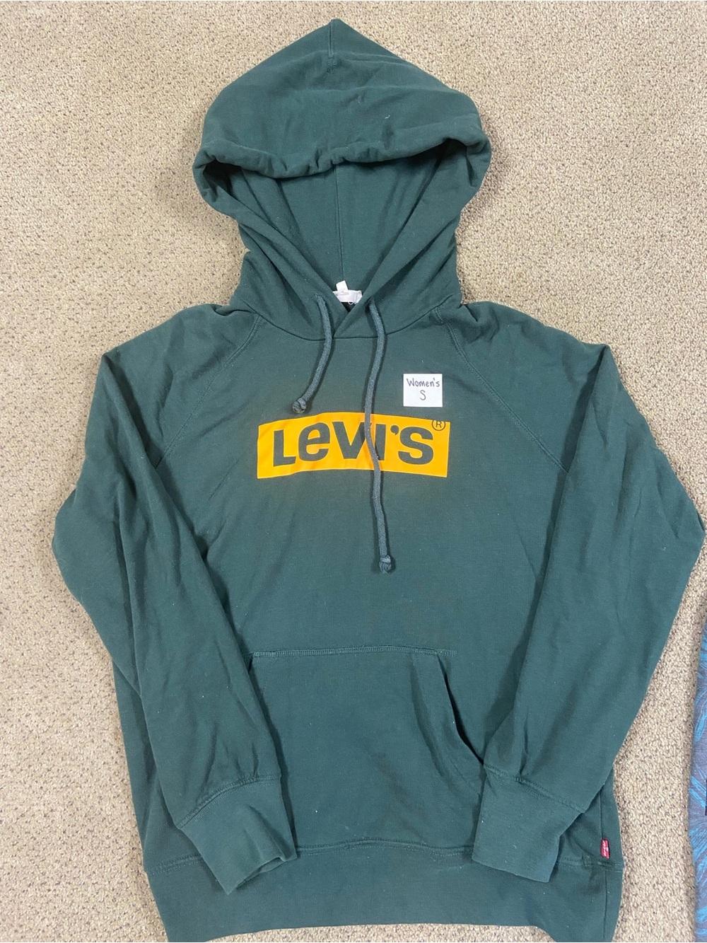Levi's Women's Green Hooded Sweatshirt with Yellow Logo